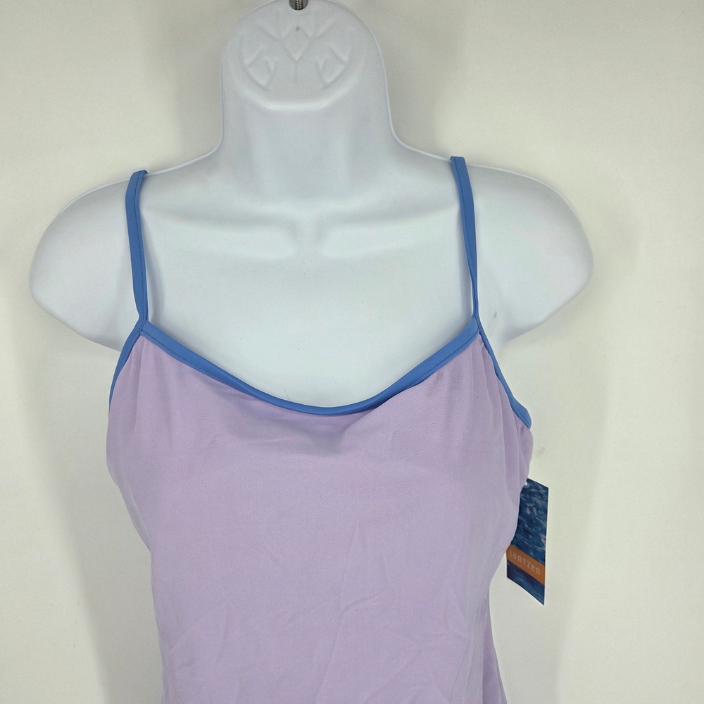 Jantzen Womens One Piece Swimsuit Orchid Purple Blue Trim Size 16 NWT 38450 - Picture 3 of 6